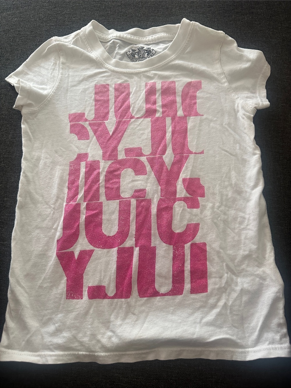 Vintage Juicy Couture girls white tshirt with pink writing size 6 100% cotton